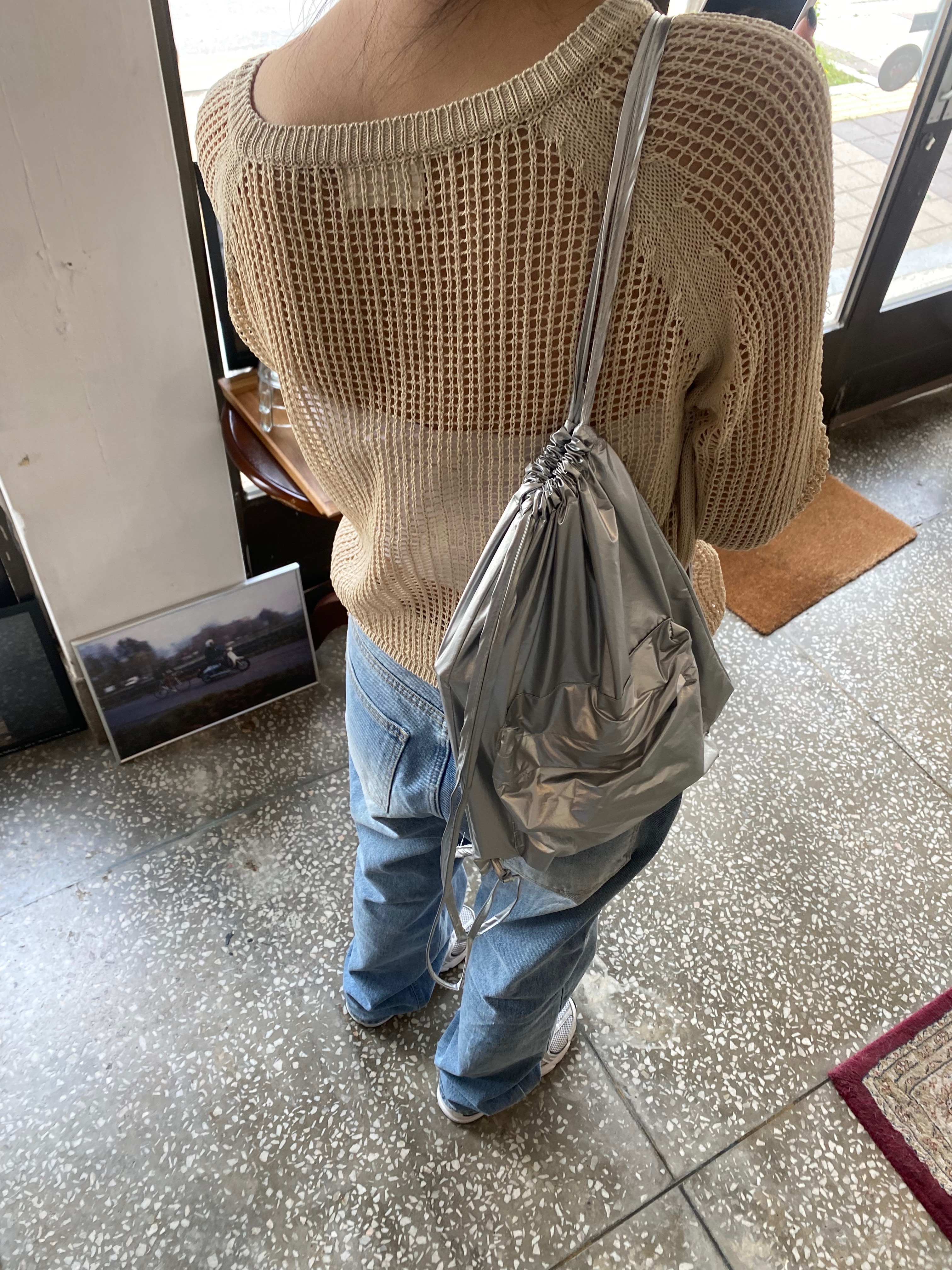 glossy string backpack 글로시 스트링 백팩 (2co)